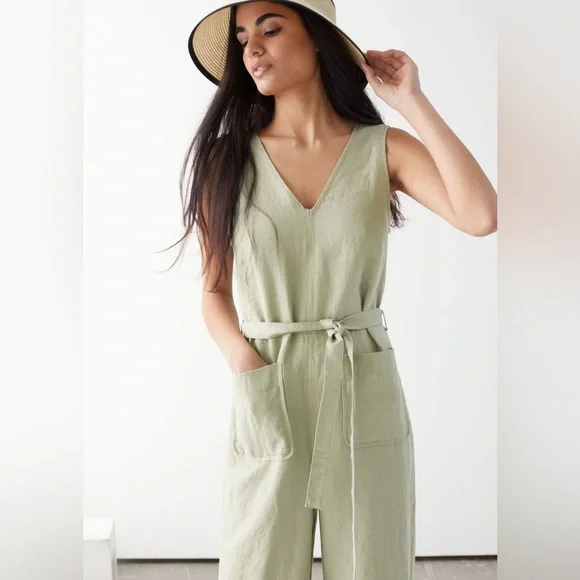 NWT & Other Stories Oversized Belted Linen Jumpsuit - Picture 3 of 5